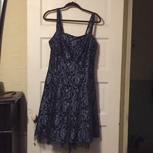 Onyx nite black and blue lace dress 16W